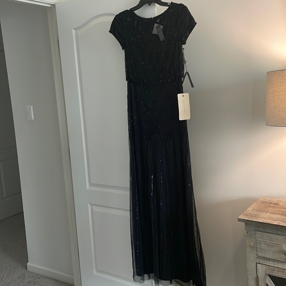 Adrianna Pappell short sleeve beaded gown